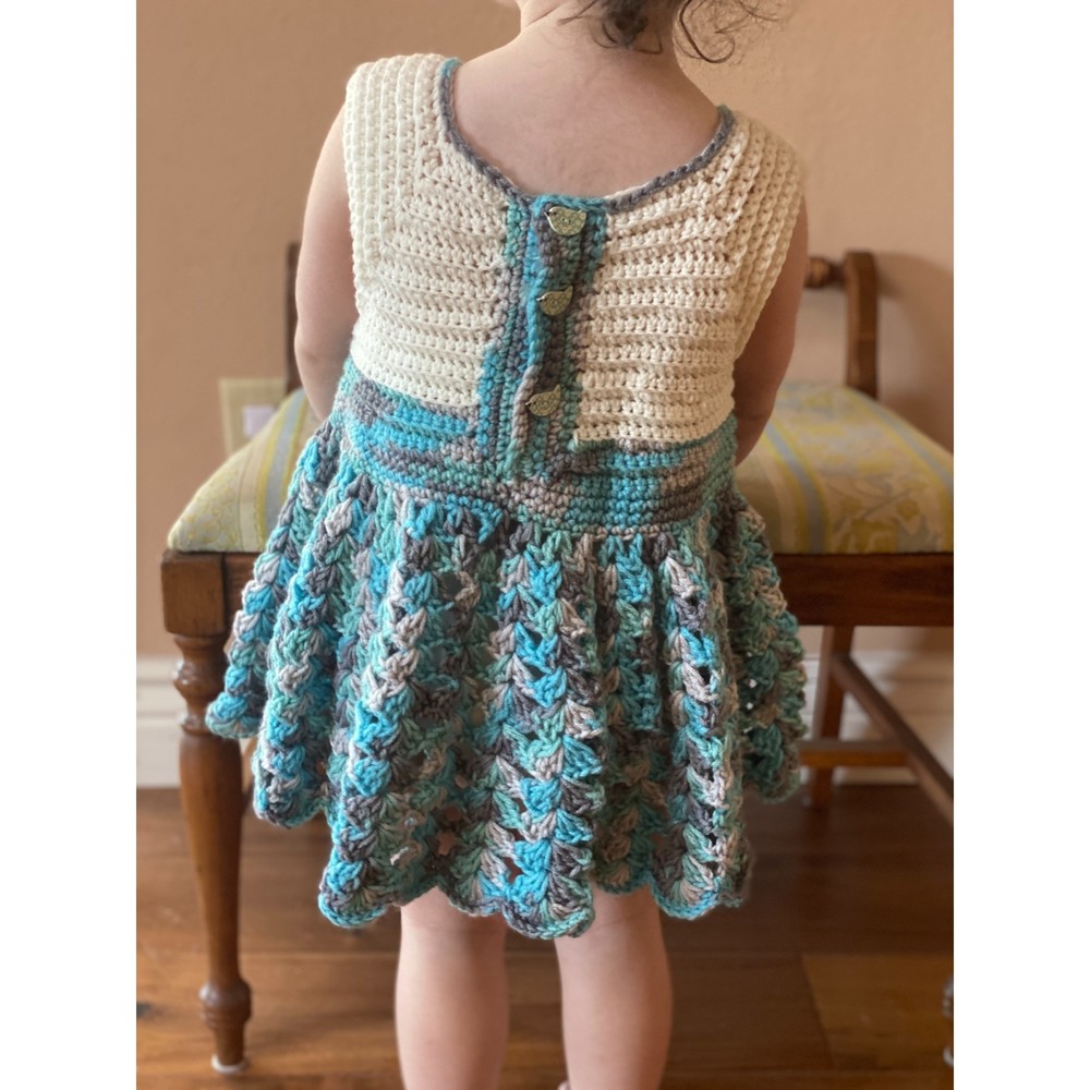 Blue Crochet Dress for Toddlers. Handmade, one of a kind. Excellent condition. - Picture 16 of 16
